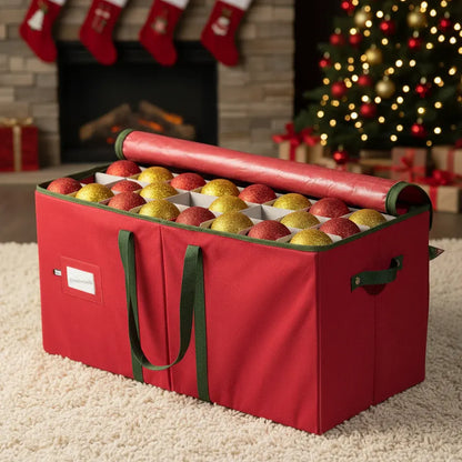 Holiday Decoration Storage Box with Ornament Dividers