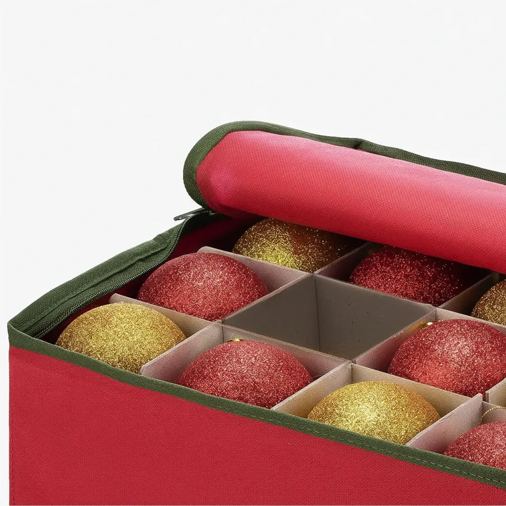 Holiday Decoration Storage Box with Ornament Dividers