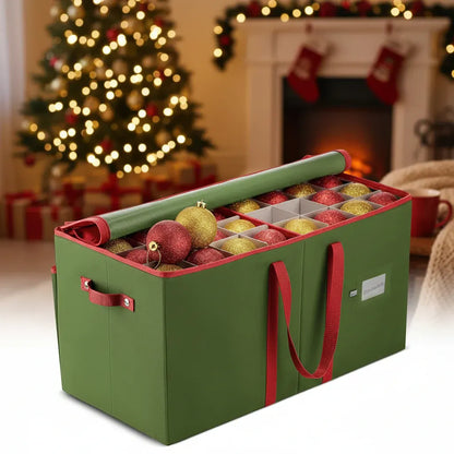 Holiday Decoration Storage Box with Ornament Dividers
