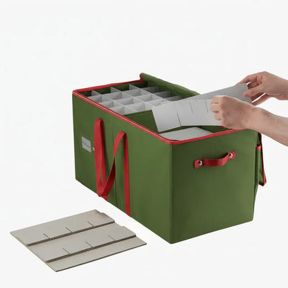 Holiday Decoration Storage Box with Ornament Dividers