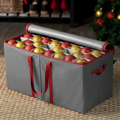 Holiday Decoration Storage Box with Ornament Dividers