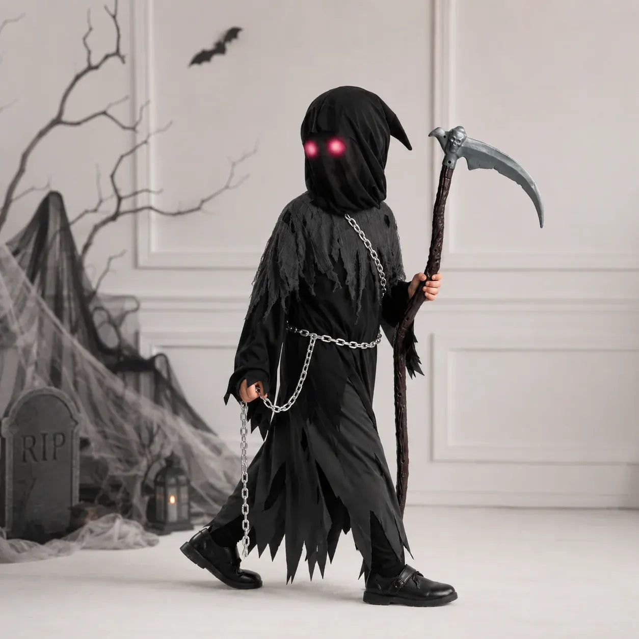 Hooded Grim Reaper Robe Halloween Costume Set