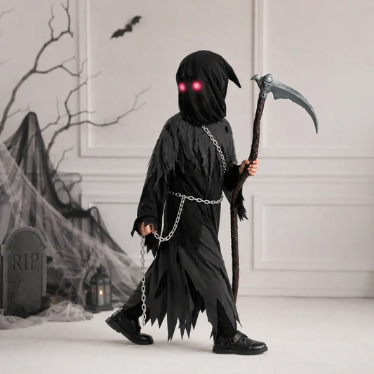 Hooded Grim Reaper Robe Halloween Costume Set