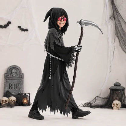 Hooded Grim Reaper Robe Halloween Costume Set
