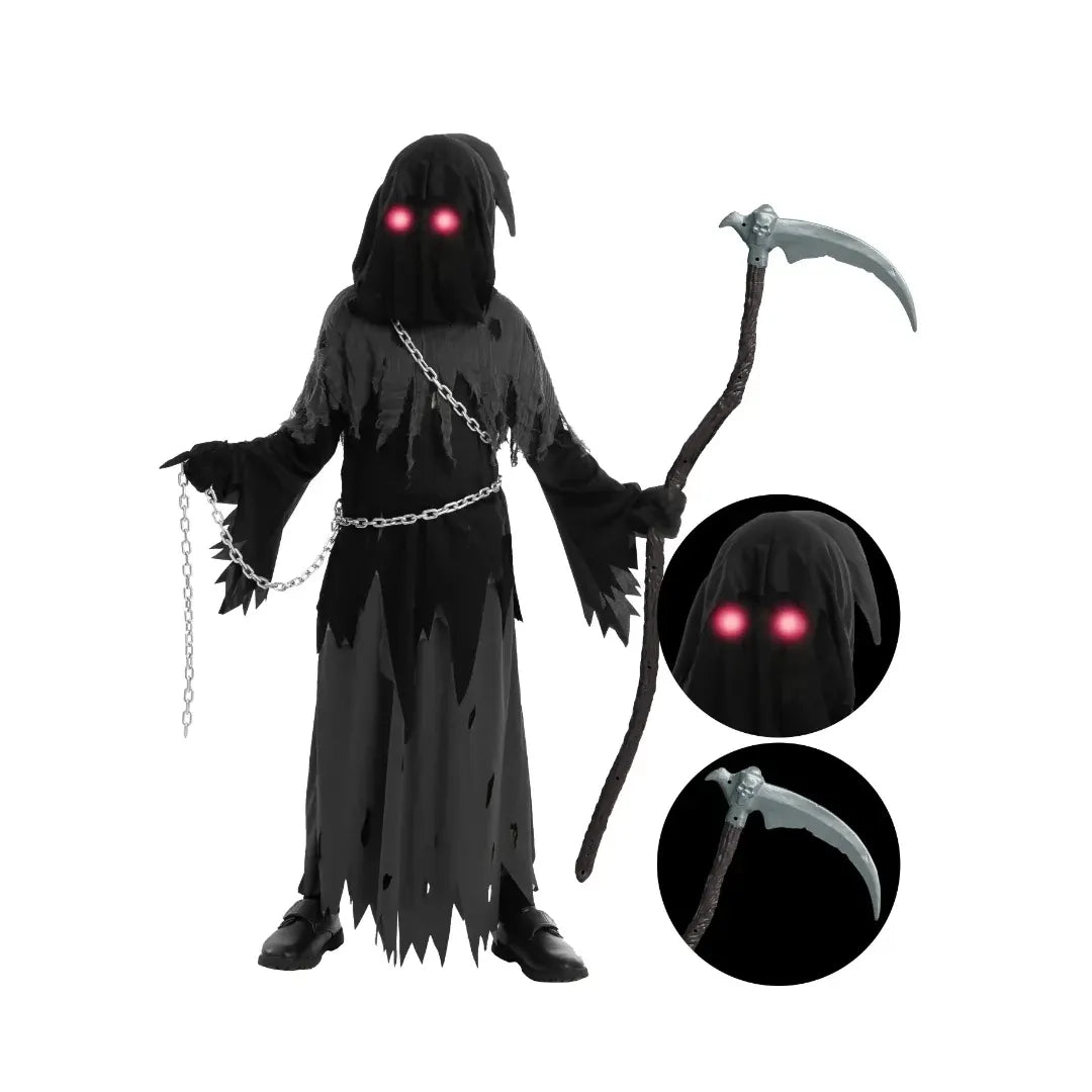 Hooded Grim Reaper Robe Halloween Costume Set