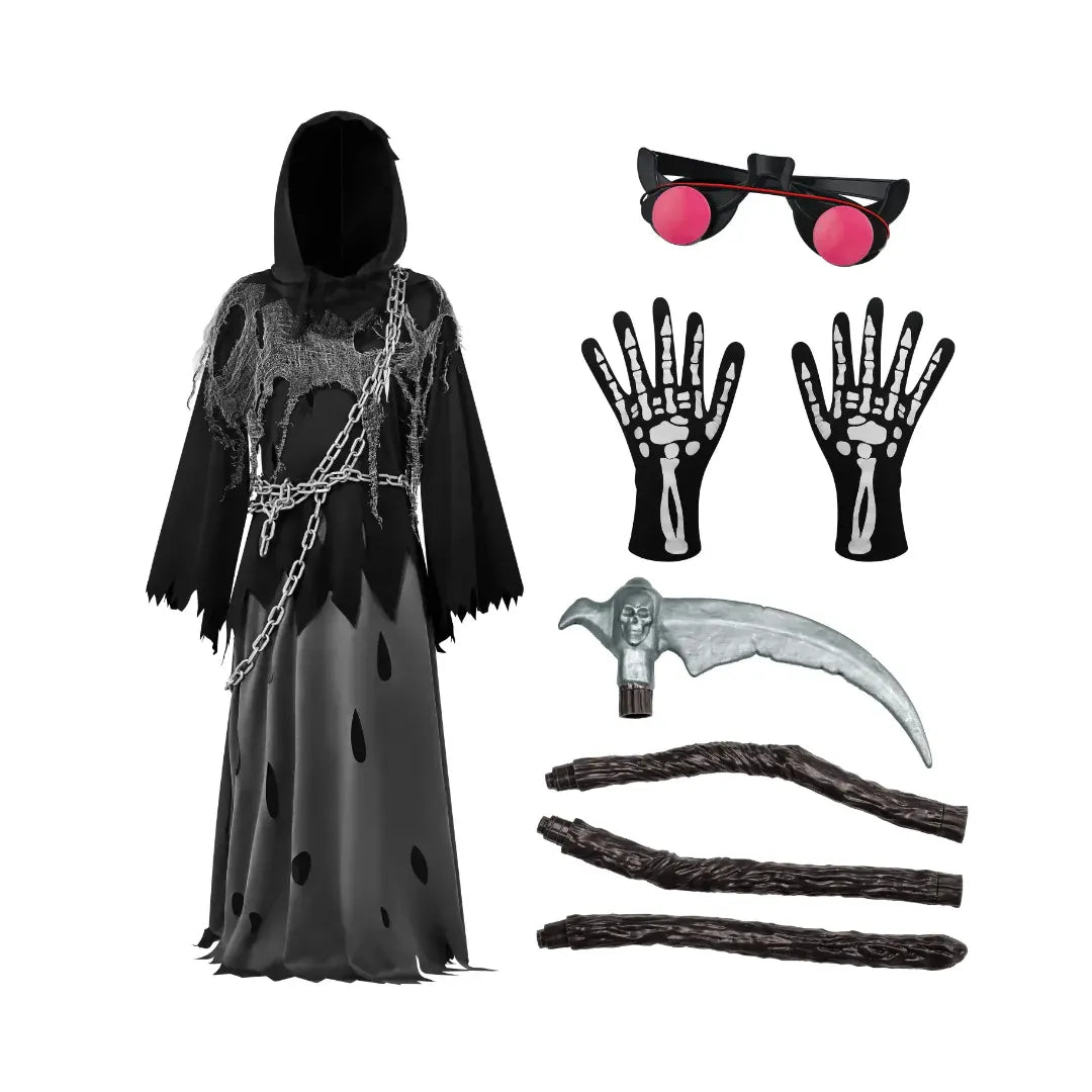 Hooded Grim Reaper Robe Halloween Costume Set
