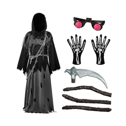 Hooded Grim Reaper Robe Halloween Costume Set