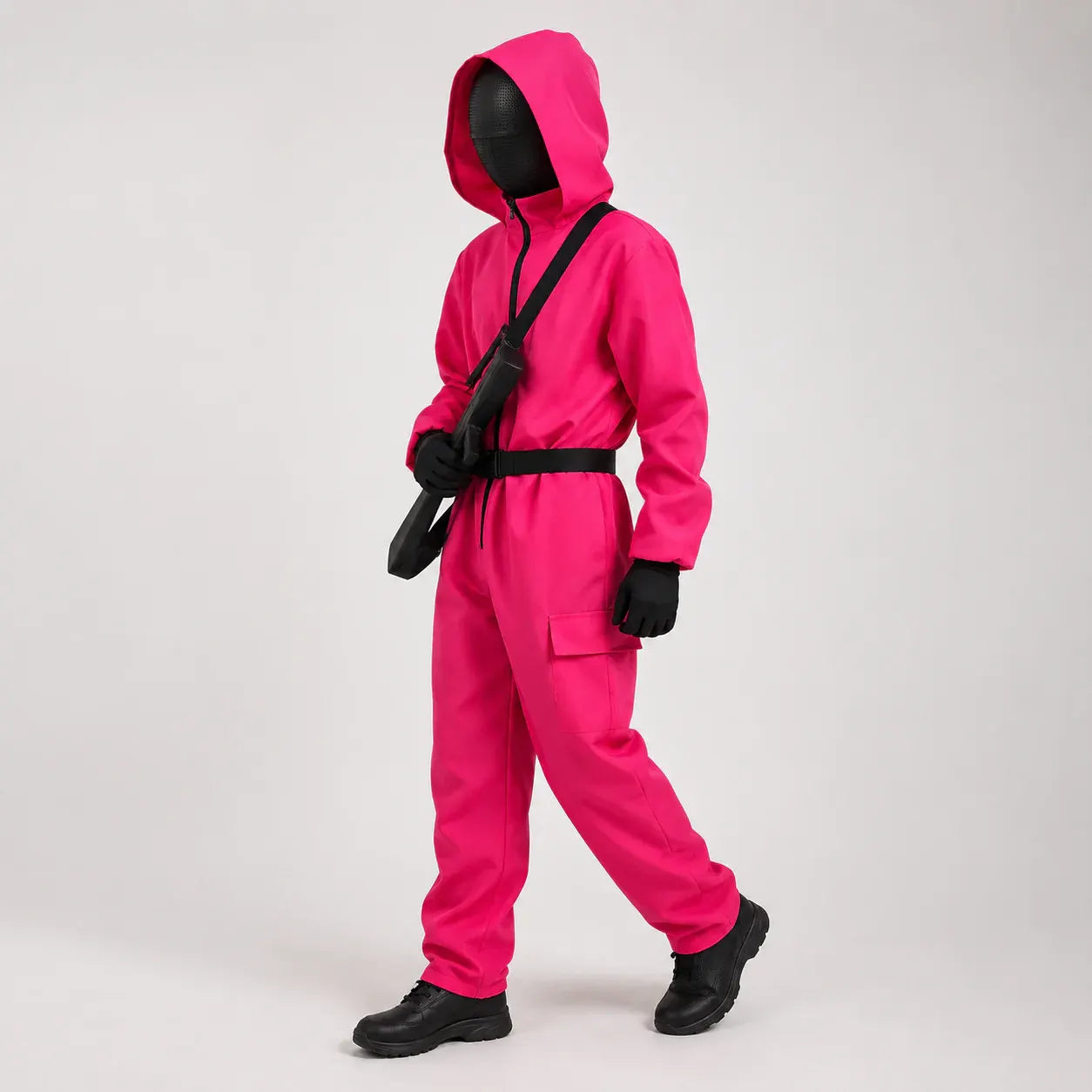 Hooded Jumpsuit & Mask Halloween Costume Outfit Set
