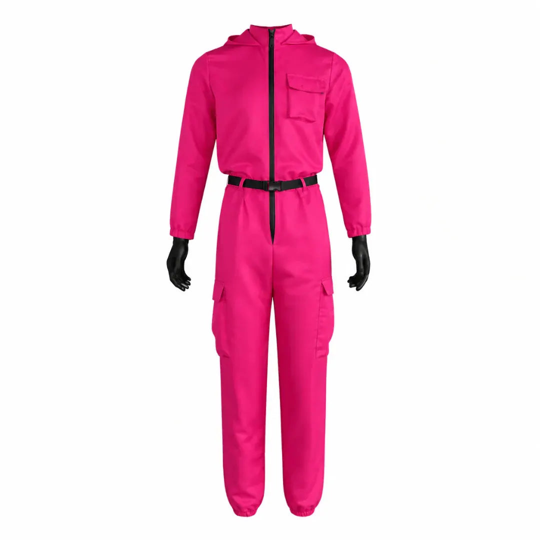 Hooded Jumpsuit & Mask Halloween Costume Outfit Set
