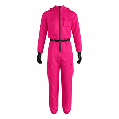 Hooded Jumpsuit & Mask Halloween Costume Outfit Set