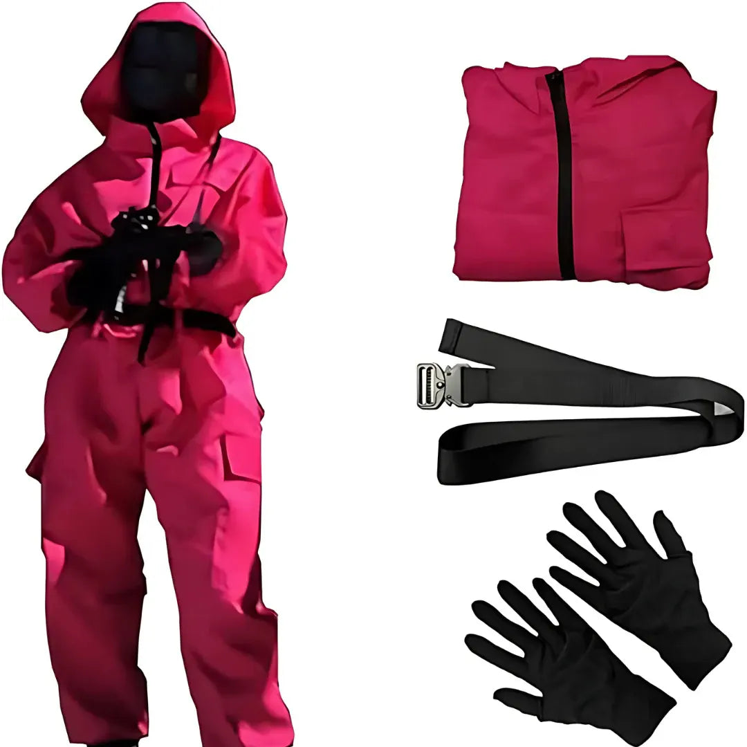 Hooded Jumpsuit & Mask Halloween Costume Outfit Set