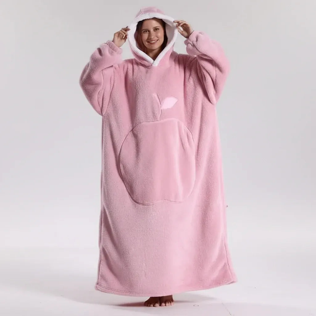 Hooded Wearable Fleece Blanket - Cozy Winter Throw with Sleeves