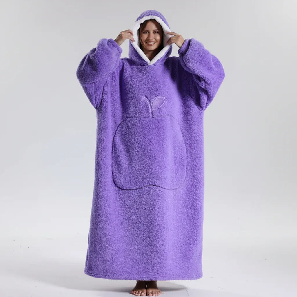 Hooded Wearable Fleece Blanket - Cozy Winter Throw with Sleeves