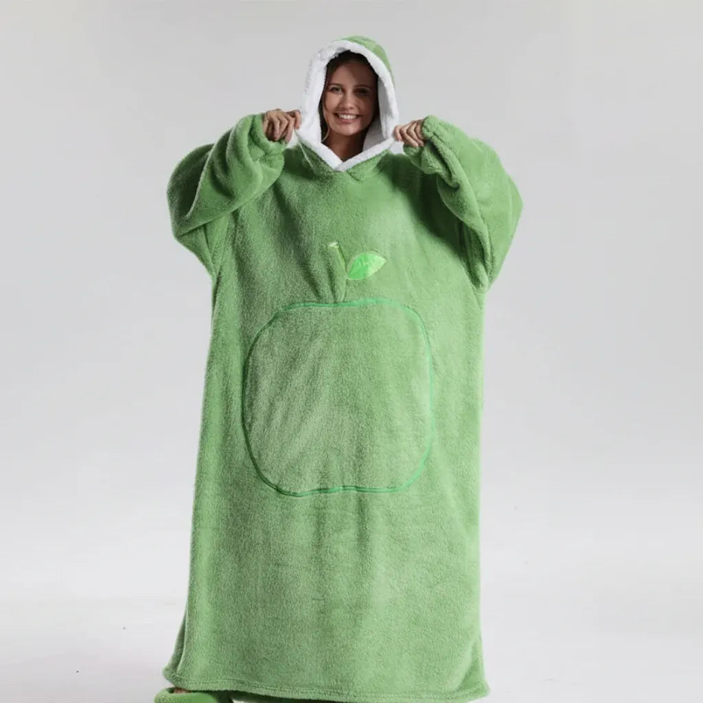 Hooded Wearable Fleece Blanket - Cozy Winter Throw with Sleeves