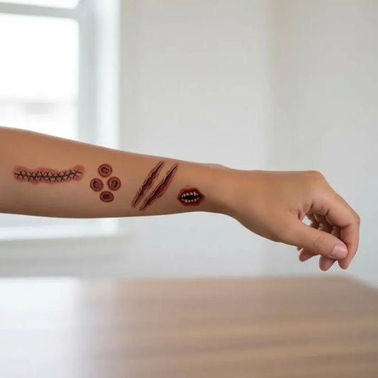 Horror Wound Effect Tattoos - Halloween Costume Accessory