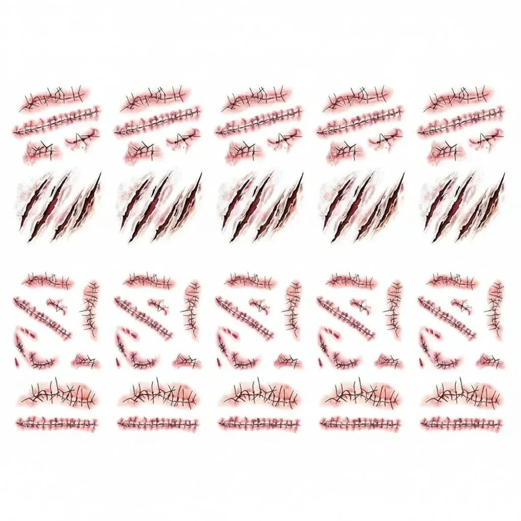Horror Wound Effect Tattoos - Halloween Costume Accessory