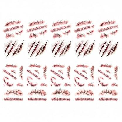 Horror Wound Effect Tattoos - Halloween Costume Accessory