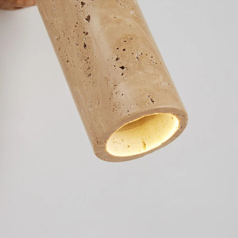 Huangdong Wabi-Sabi Wall Sconce | Travertine & Wood Light Fixture