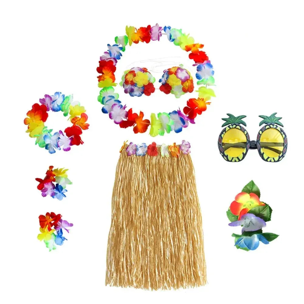 Hula Girl Tropical Party Costume Set for Halloween