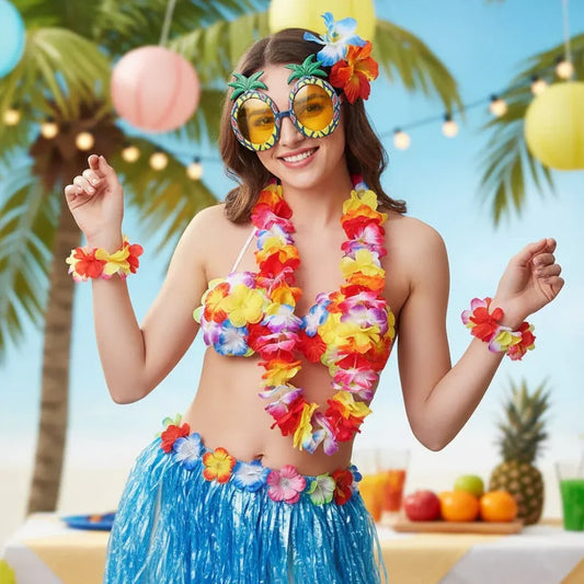 Hula Girl Tropical Party Costume Set for Halloween