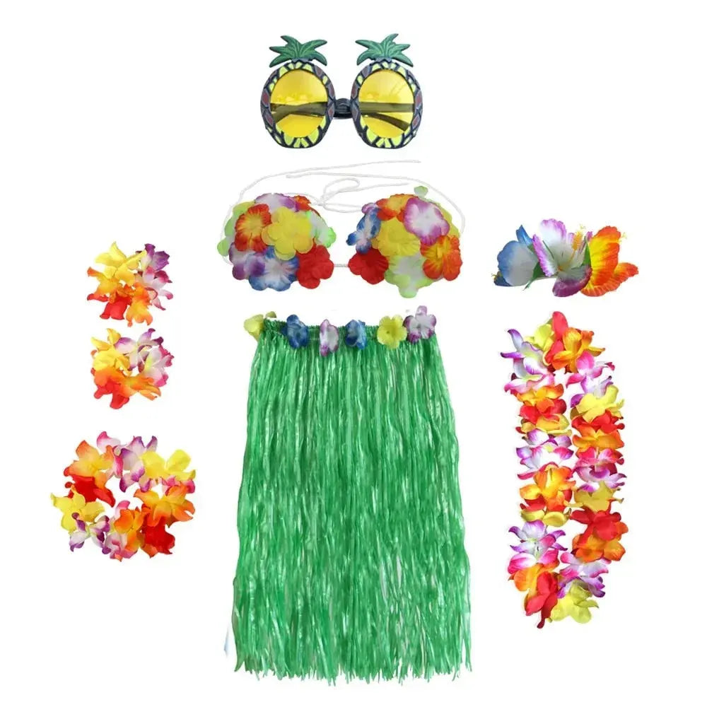Hula Girl Tropical Party Costume Set for Halloween