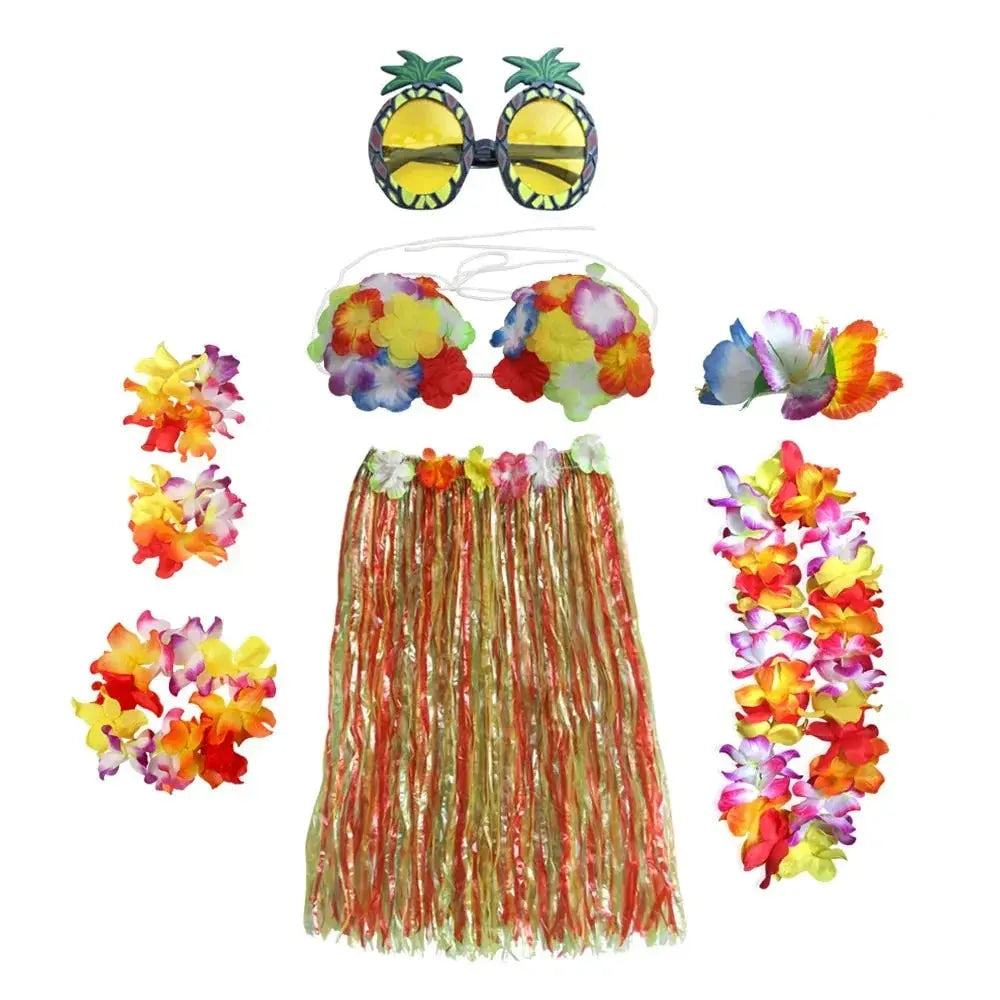 Hula Girl Tropical Party Costume Set for Halloween