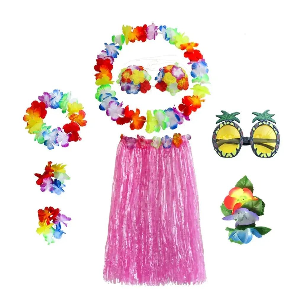 Hula Girl Tropical Party Costume Set for Halloween