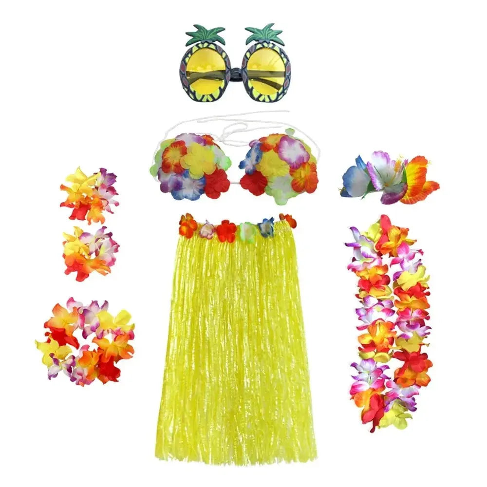 Hula Girl Tropical Party Costume Set for Halloween