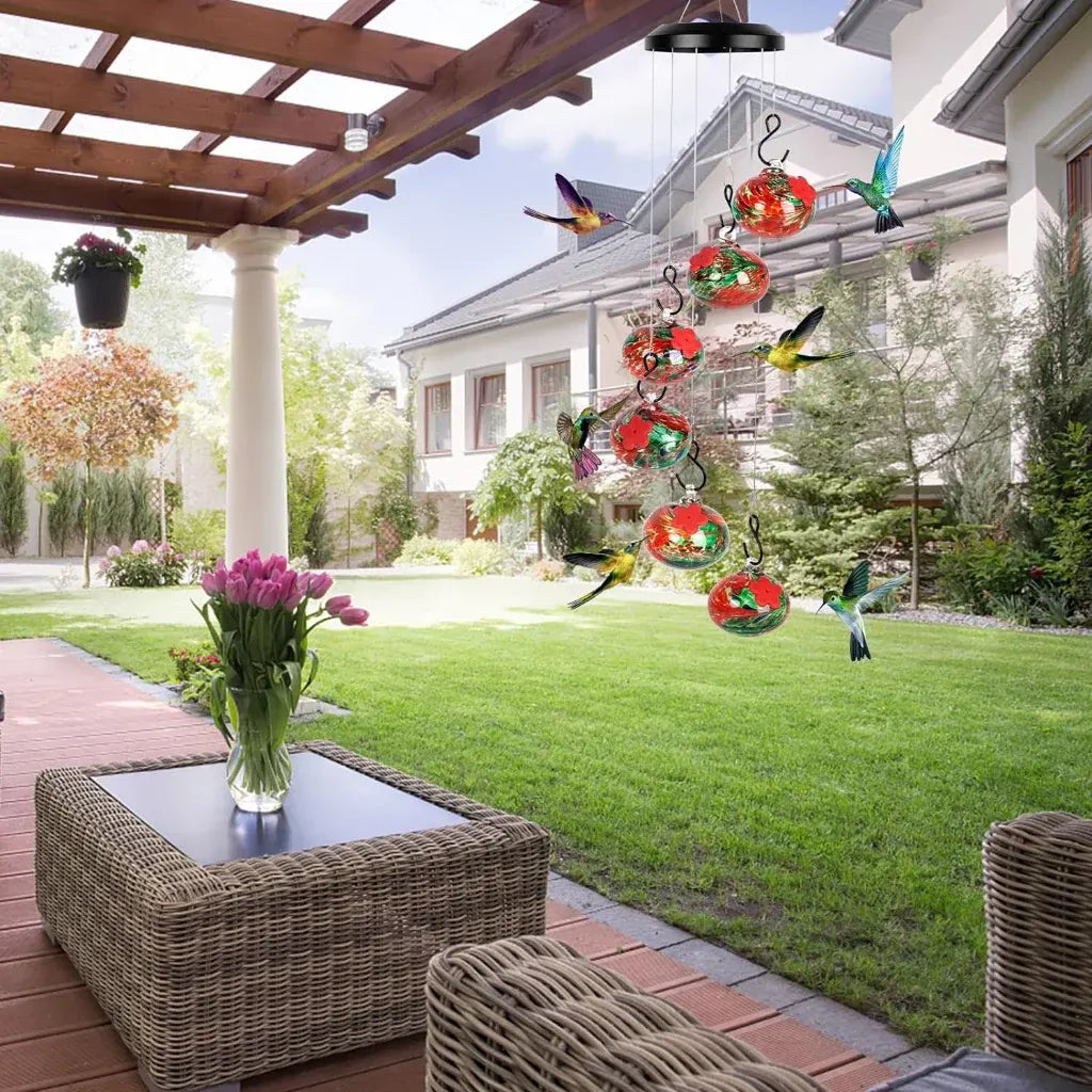 Hummingbird Wind Chime Garden Feeder Decoration