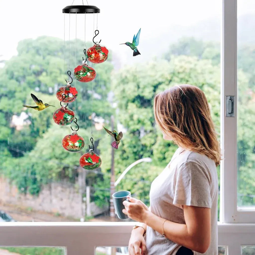 Hummingbird Wind Chime Garden Feeder Decoration