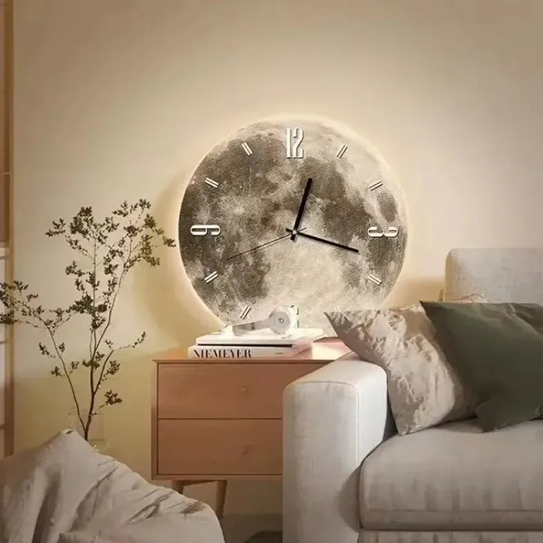 Illuminated Moon Phase LED Wall Clock with Lunar Light Display