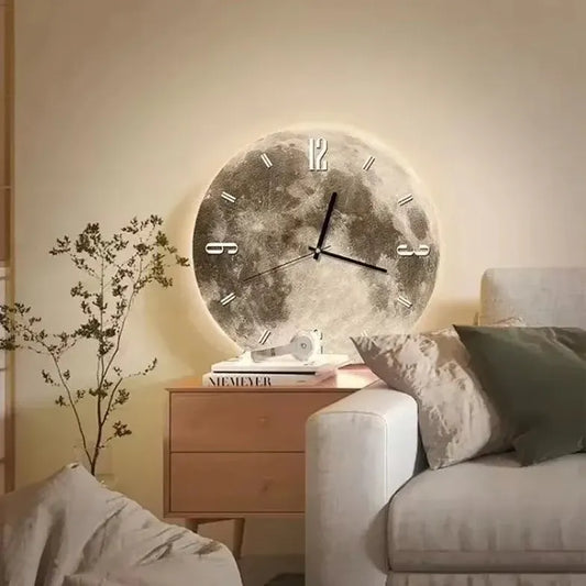 Illuminated Moon Phase LED Wall Clock with Lunar Light Display