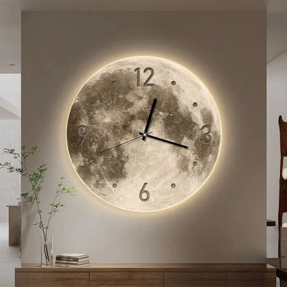 Illuminated Moon Phase LED Wall Clock with Lunar Light Display