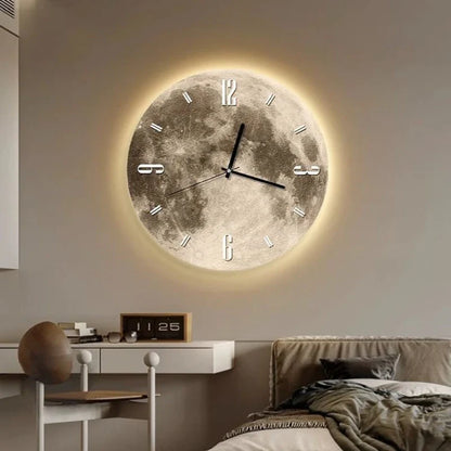 Illuminated Moon Phase LED Wall Clock with Lunar Light Display