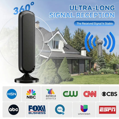 Indoor Digital TV Antenna with Signal Booster, Long Range 4K HD Reception
