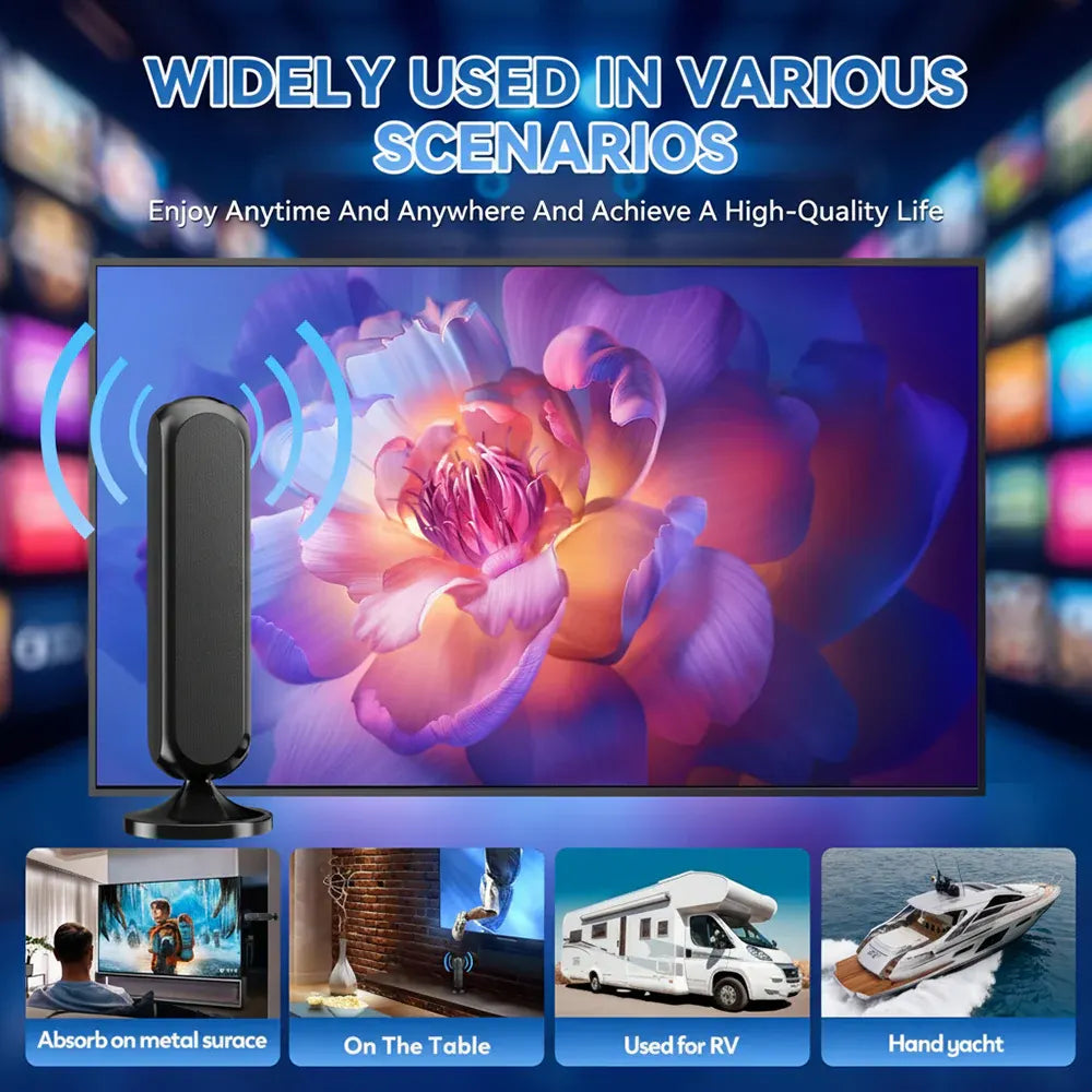 Indoor Digital TV Antenna with Signal Booster, Long Range 4K HD Reception