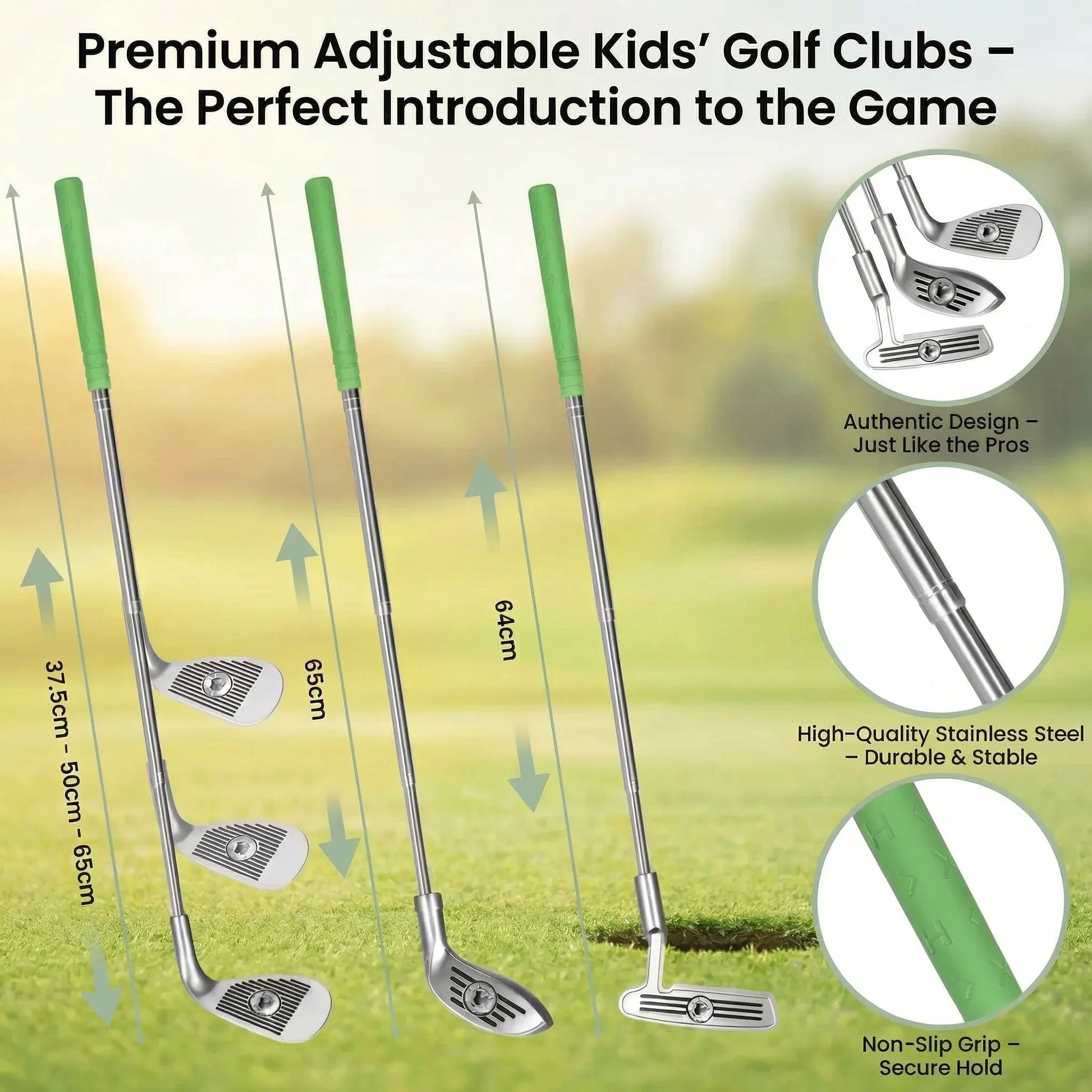 Indoor Golf Putting Mat with Adjustable Clubs Practice Set