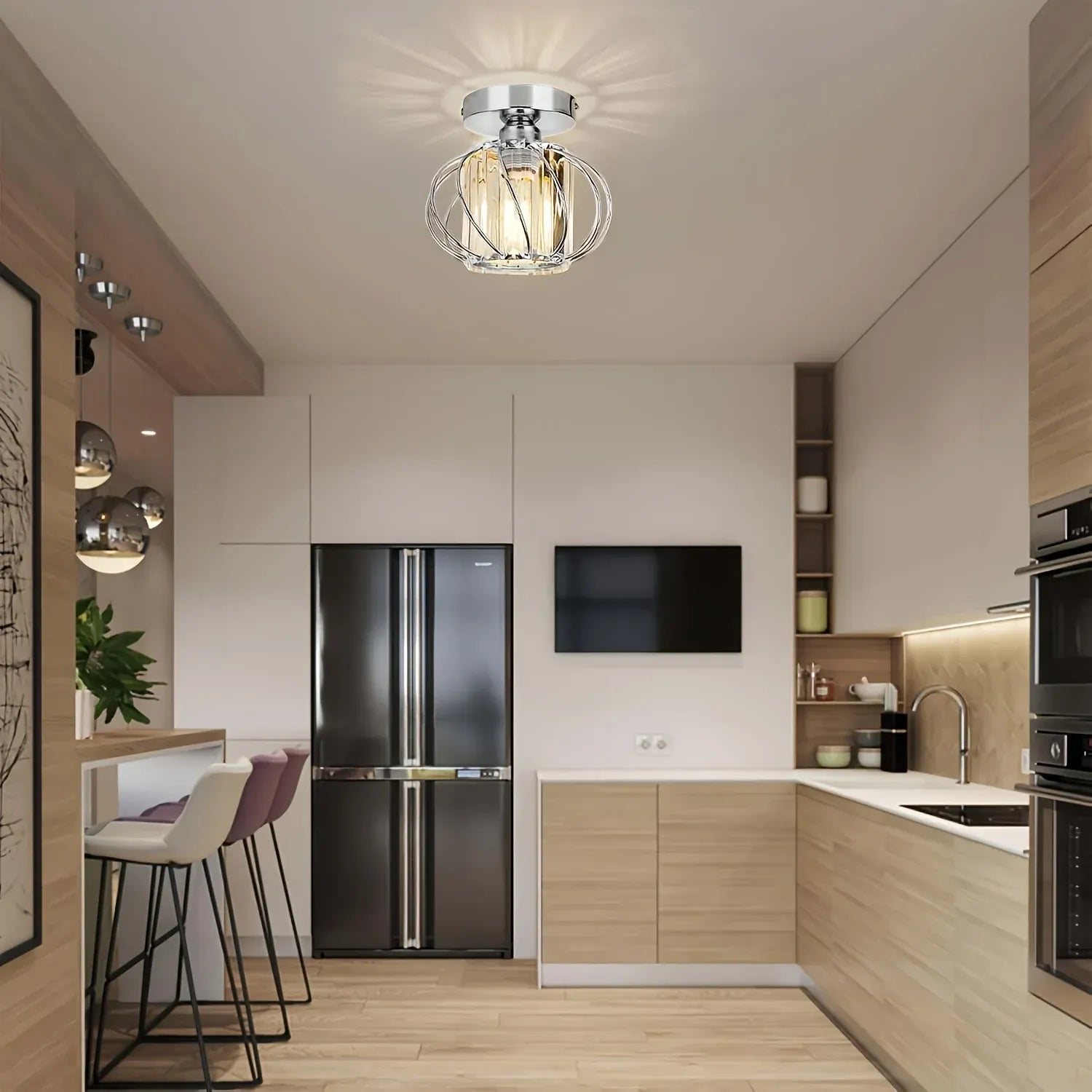 Industrial Cage Semi Flush Mount Ceiling Light Fixture – Modern Elegant Design