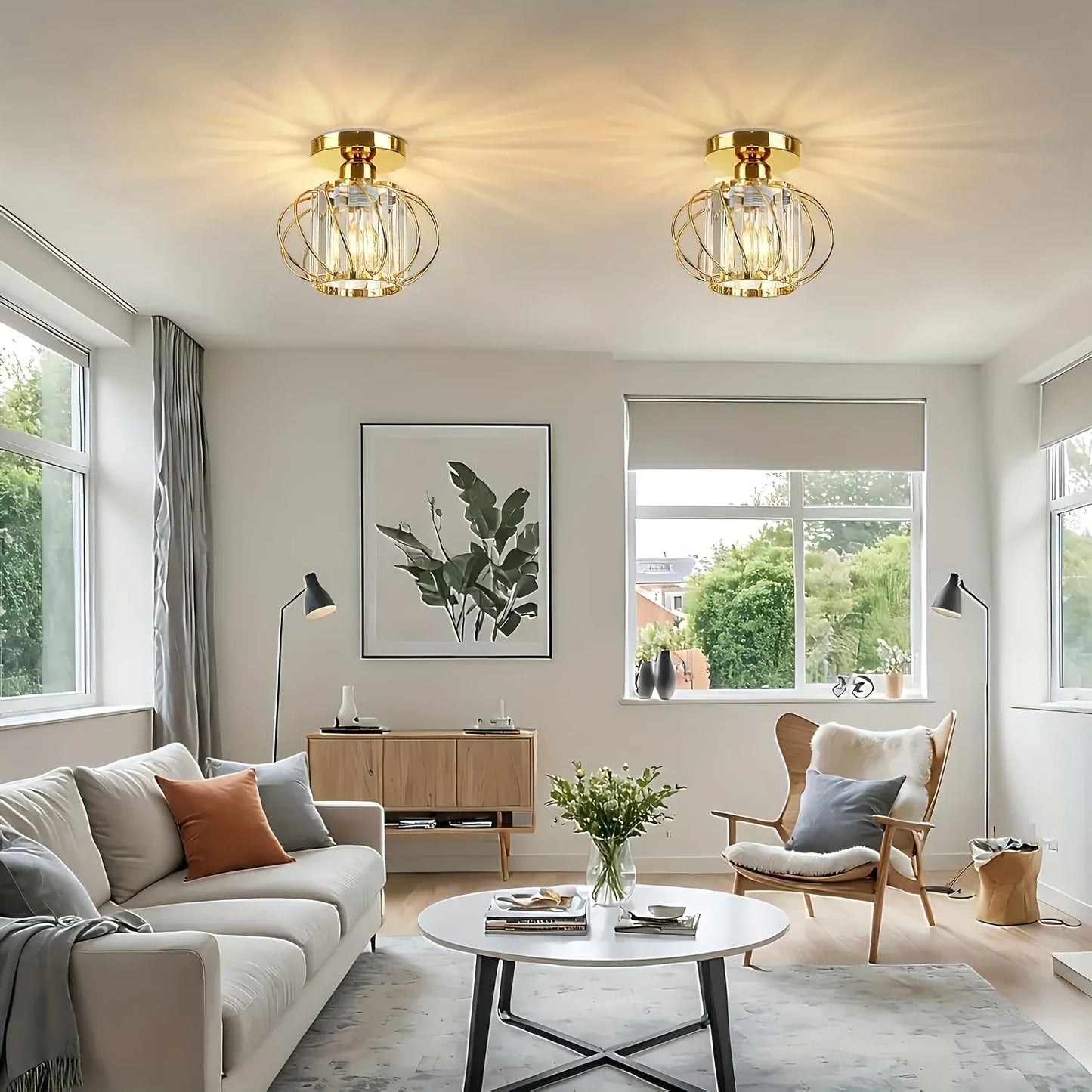 Industrial Cage Semi Flush Mount Ceiling Light Fixture – Modern Elegant Design