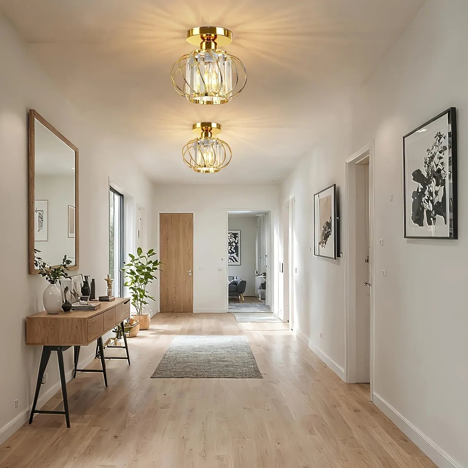 Industrial Cage Semi Flush Mount Ceiling Light Fixture – Modern Elegant Design