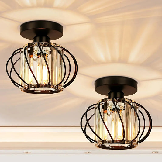 Industrial Cage Semi Flush Mount Ceiling Light Fixture – Modern Elegant Design