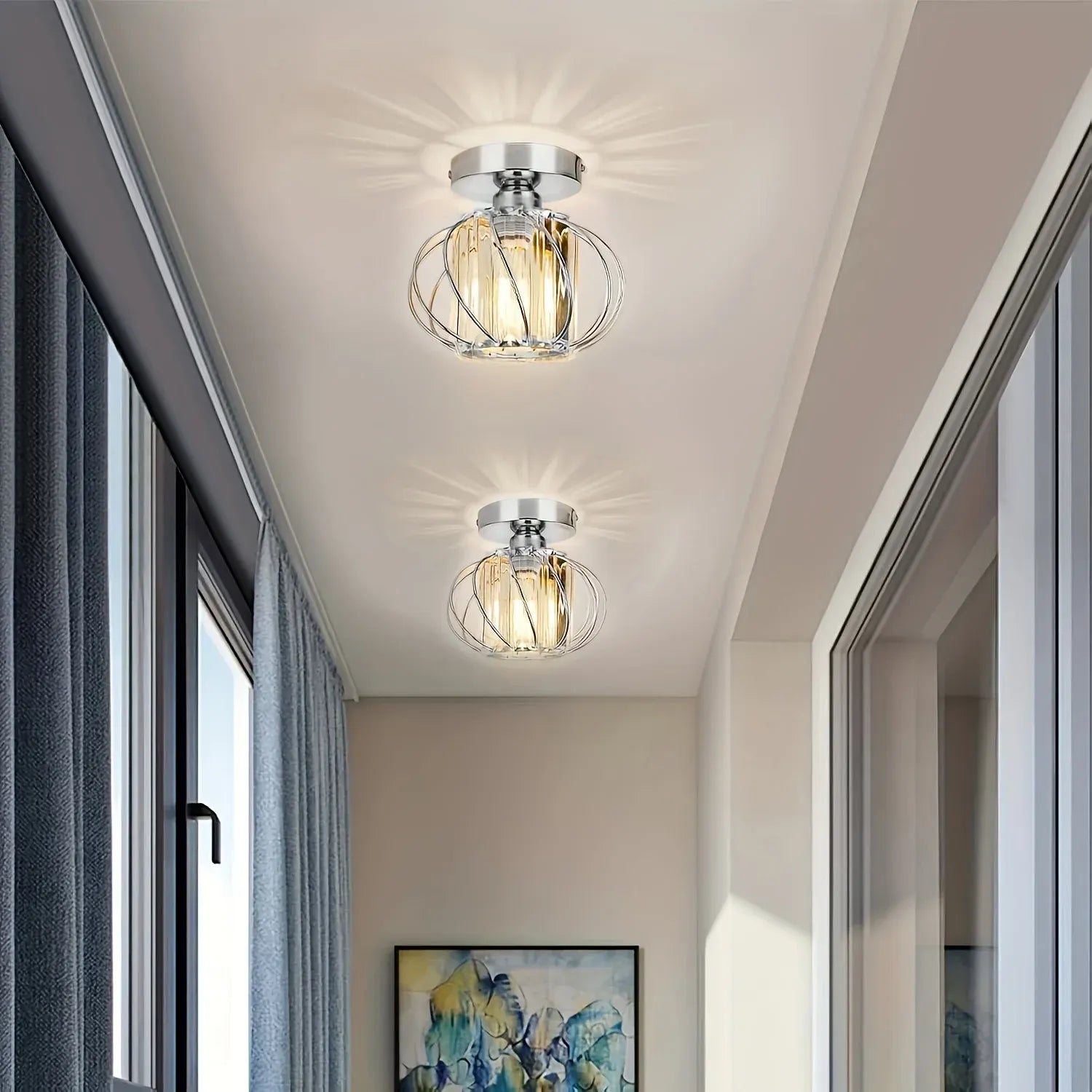 Industrial Cage Semi Flush Mount Ceiling Light Fixture – Modern Elegant Design