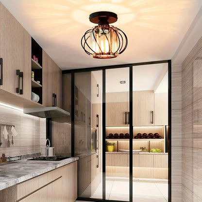 Industrial Cage Semi Flush Mount Ceiling Light Fixture – Modern Elegant Design
