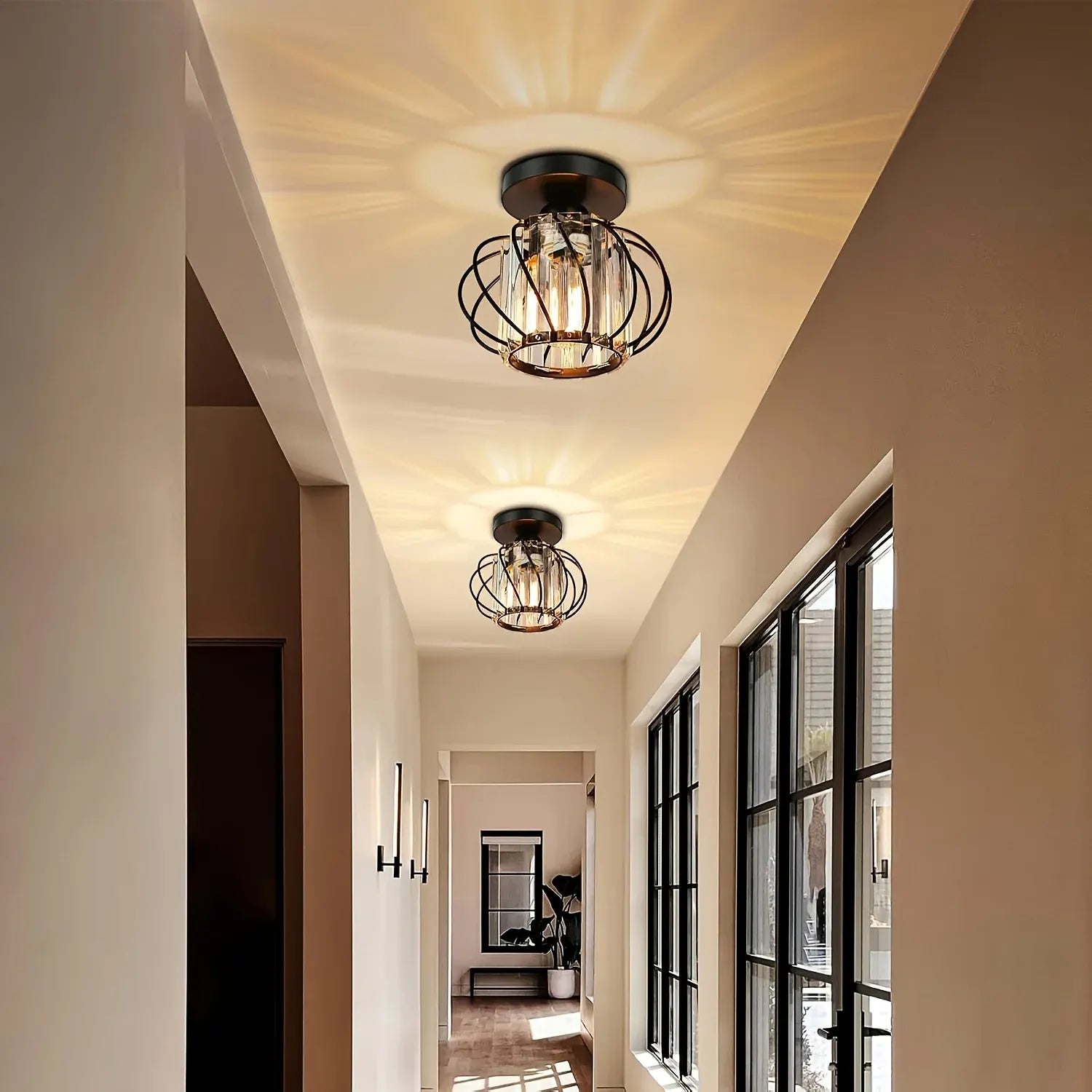 Industrial Cage Semi Flush Mount Ceiling Light Fixture – Modern Elegant Design