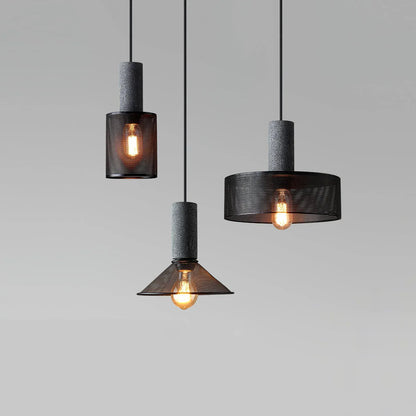 Industrial Concrete Pendant Light with LED Hanging Fixture