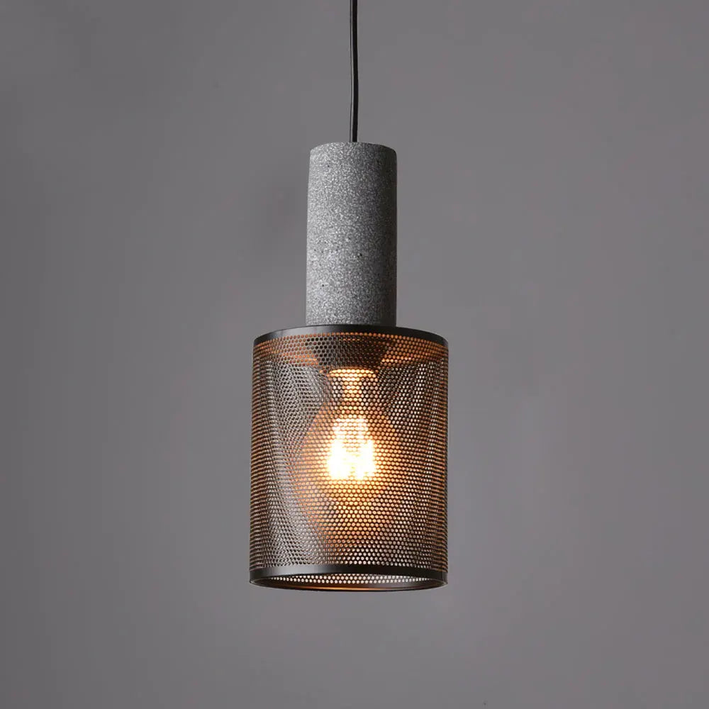 Industrial Concrete Pendant Light with LED Hanging Fixture