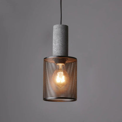Industrial Concrete Pendant Light with LED Hanging Fixture