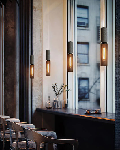 Industrial Concrete Pendant Light with LED Hanging Fixture