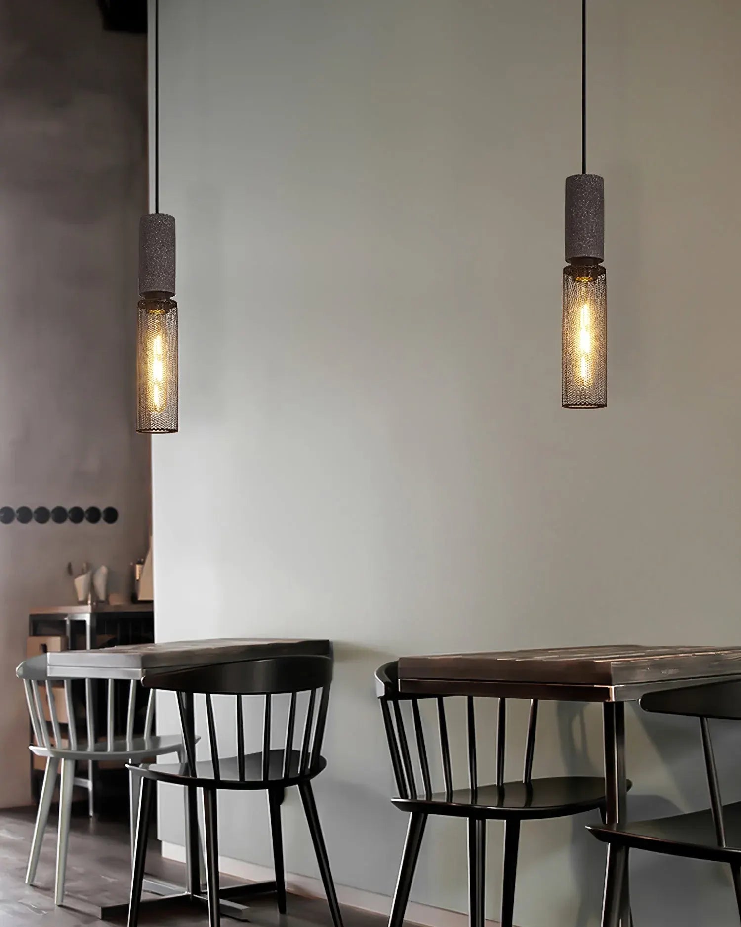 Industrial Concrete Pendant Light with LED Hanging Fixture