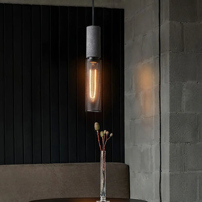 Industrial Concrete Pendant Light with LED Hanging Fixture